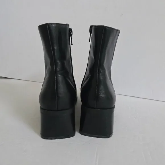 Vintage Y2K Black leather ankle boots size 6.5 - Picture 6 of 8
